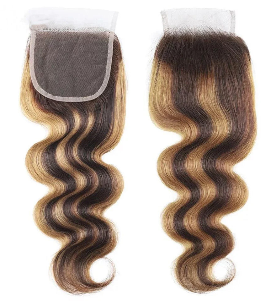 HD Highlighted Closure 4/27 Body Wave 4x4