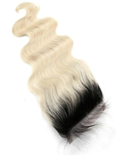 HD Black Russian Ombre / Body Wave Lace Closure 4x4
