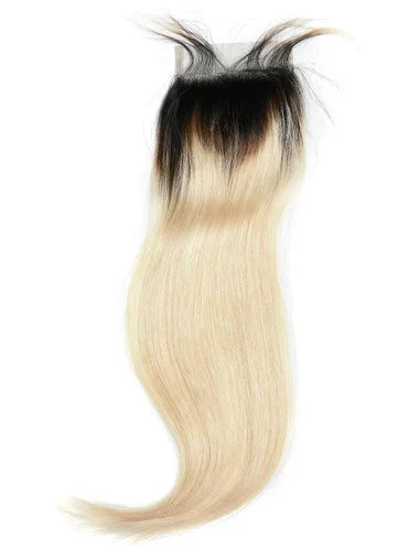 HD Black Russian Ombre /Straight Blonde Lace Closure 4x4