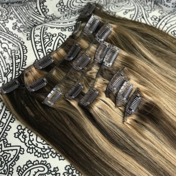 Luxury Clip-Ins Hair Extension #4/27 Brown Mixer