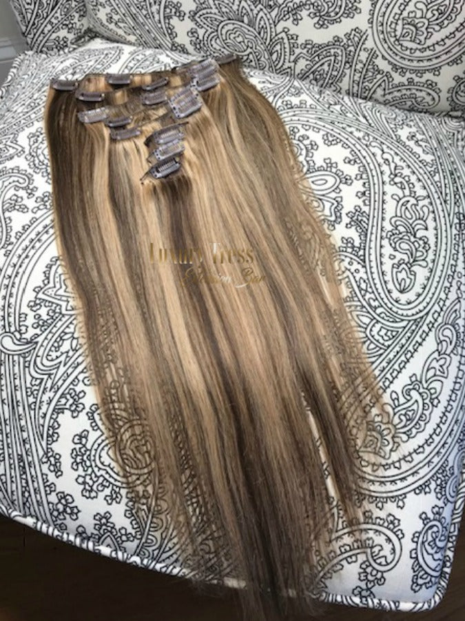 Luxury Clip-Ins Hair Extension #4/27 Brown Mixer