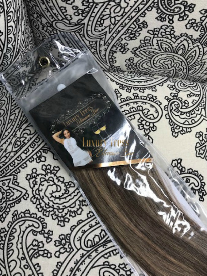 Luxury Clip-Ins Hair Extension #4/27 Brown Mixer
