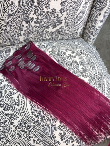 Luxury Clip-Ins Hair Extension #BURGUNDY