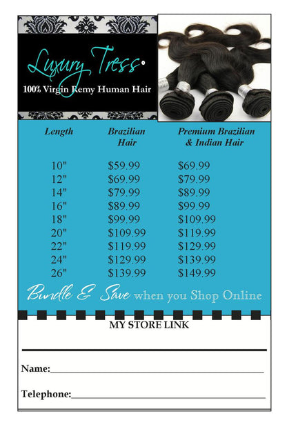 Mini Price Lists UNBRANDED