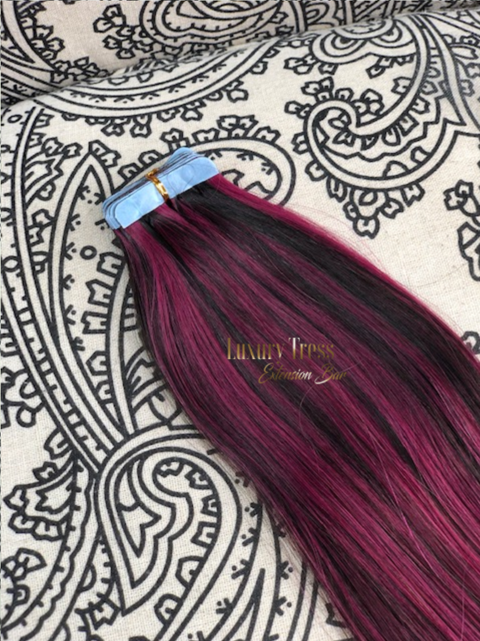 Luxury Tape-In Hair Extension #1B/BURG Mixer